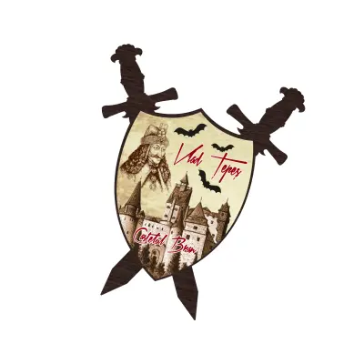 Castelul bran, vlad tepes, magnet palos cu sabii, model mgs191